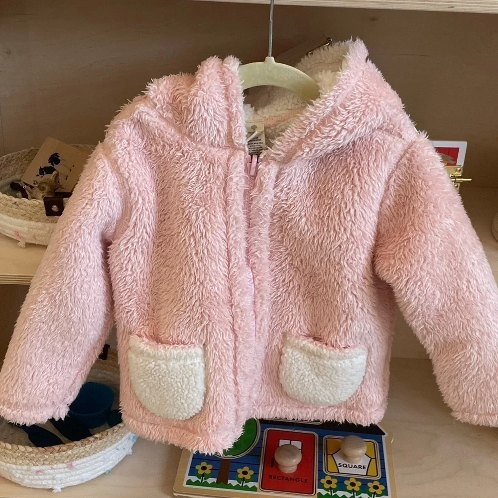 Tucker + Tate Reversible Shearling Hoodie Jacket Baby Girl 24 month Pink/White